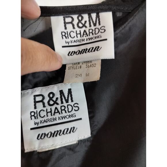 4302)R&M Richards Karen Kwong Black Bling Sheer Tank & Duster Set Plus Size 24W - Picture 8 of 9